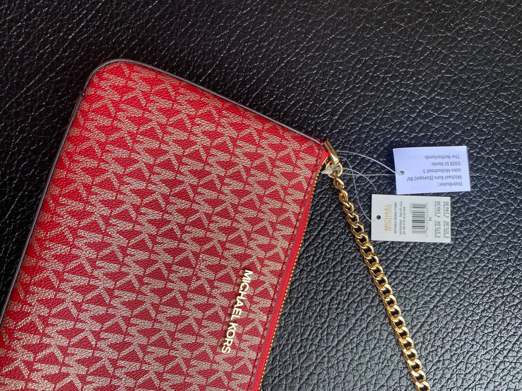 Michael Kors Borse da donna: Borsetta e portafoglio Michael Kors rosso e oro loggata – Nuovo e nell'imballaggio originale da Murten venduto da Moisa 4