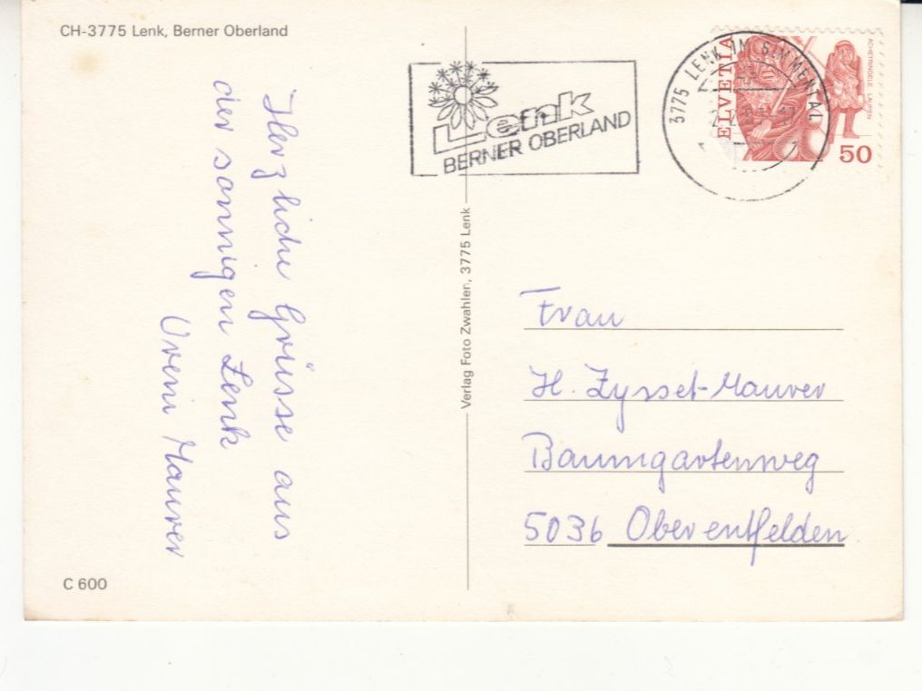 Cartoline postali: Lenk 1987 – Usato da Bürglen TG venduto da StampGraf 1
