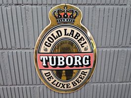 Emailschild TUBORG GOLDLABEL DE LUXE BEER DENMARK Wandschild
