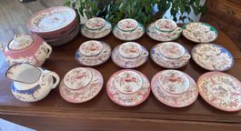 Antikes Chinoiserie Tee-Set Minton Sarreguemines Modell 235