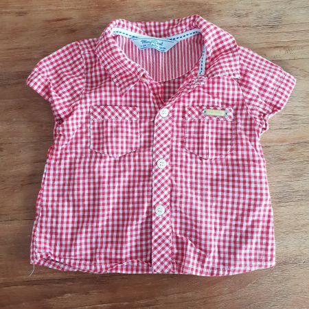 🐸 BABY HEMD / BLUSE 60 rot-weiss kariert