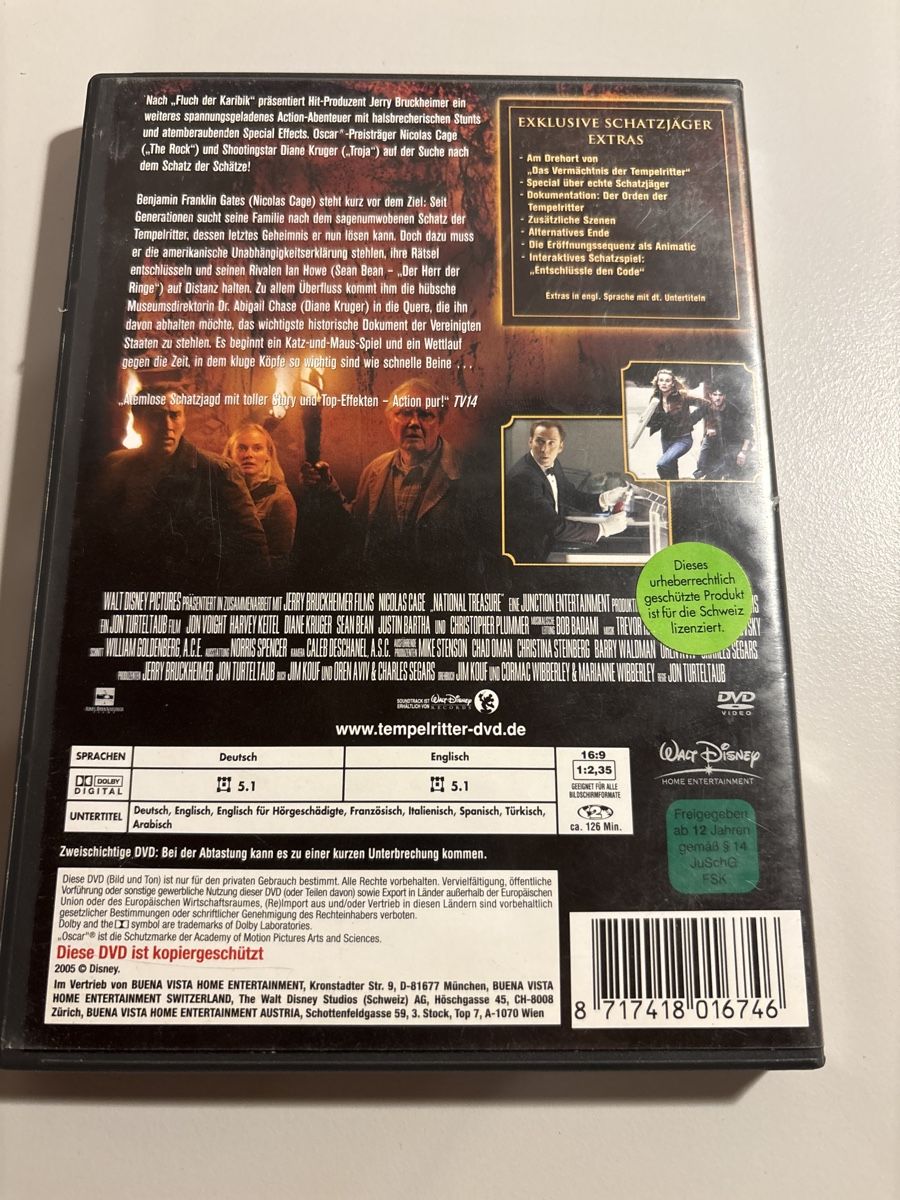 Tutti i DVDs: DVD - Das Vermächtnis der Tempelritter - Nicolas Cage – Usato da Schüpfen venduto da Cedric03 2