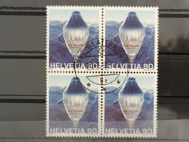 1999 NonStop Ballonfahrt um die Welt Viererblock Vollstempel
