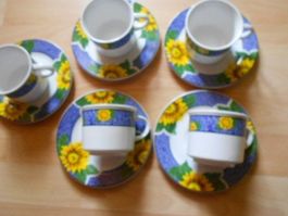Kaffeetassen und Untertassen Sonnenblume