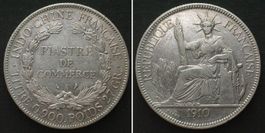 FRANZÖSISCH INDOCHINA 1 Piastre 1910 A SELTENER JAHR vz+