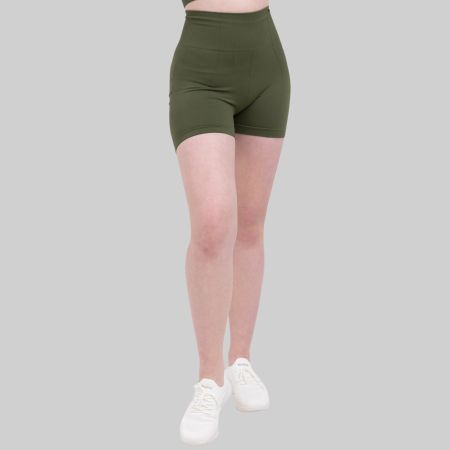 Shorts Damen Seamless Waist Sport Dunkel Grün M Gym YAKWARY