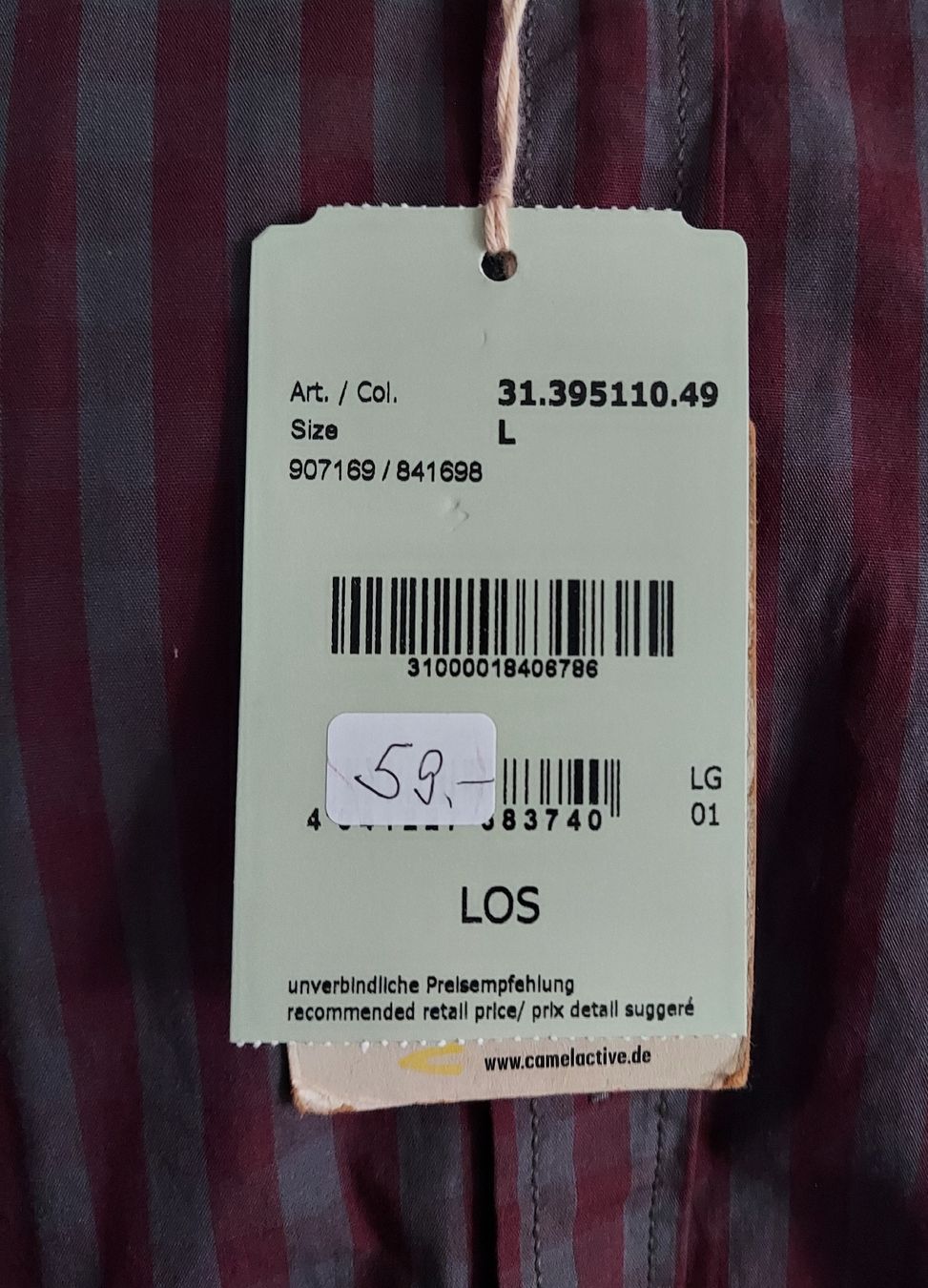 Camicie: Neues Camel Active Herren Hemd, Gr. L, Bordeaux Kariert – Nuovo e nell'imballaggio originale da Basel venduto da Mazzo84 2