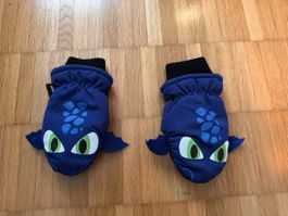 Winterhandschuhe, Drache blau, Gr 4-5 Jahre 