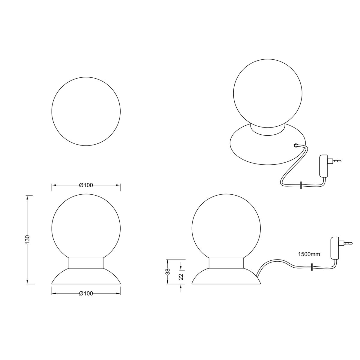 Lampade: LED Tischleuchte, Kugelform, 13 cm Höhe – Nuovo (secondo la descrizione) da Kreuzlingen venduto da Smart-Light 1