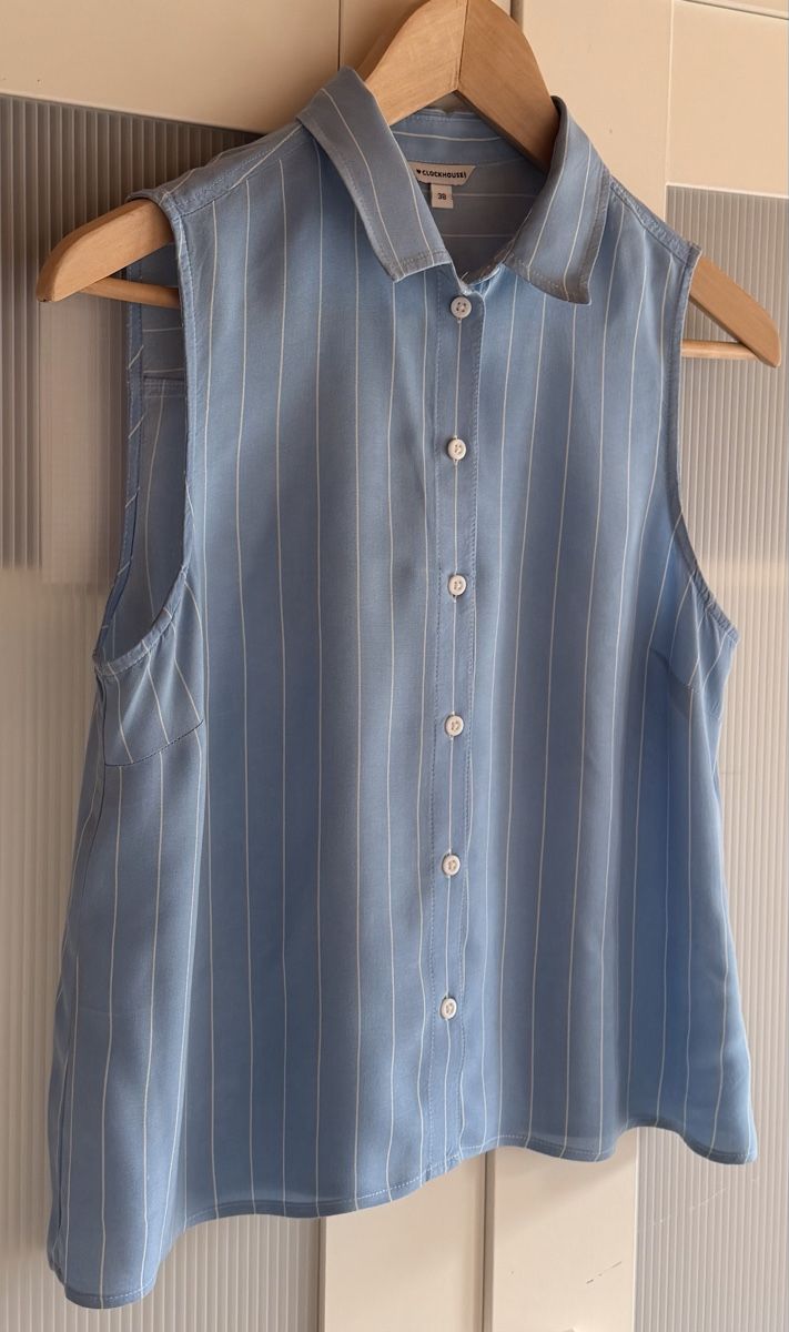 C&A Blusen: Bluse von clockhouse, Kurzarm, Hellblau Gestreift, Gr. 38! – Gebraucht aus Wila von sirisum 2