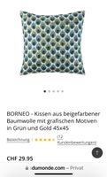 Dekokissen Baumwolle grün& gold Perlenoptik 45x45