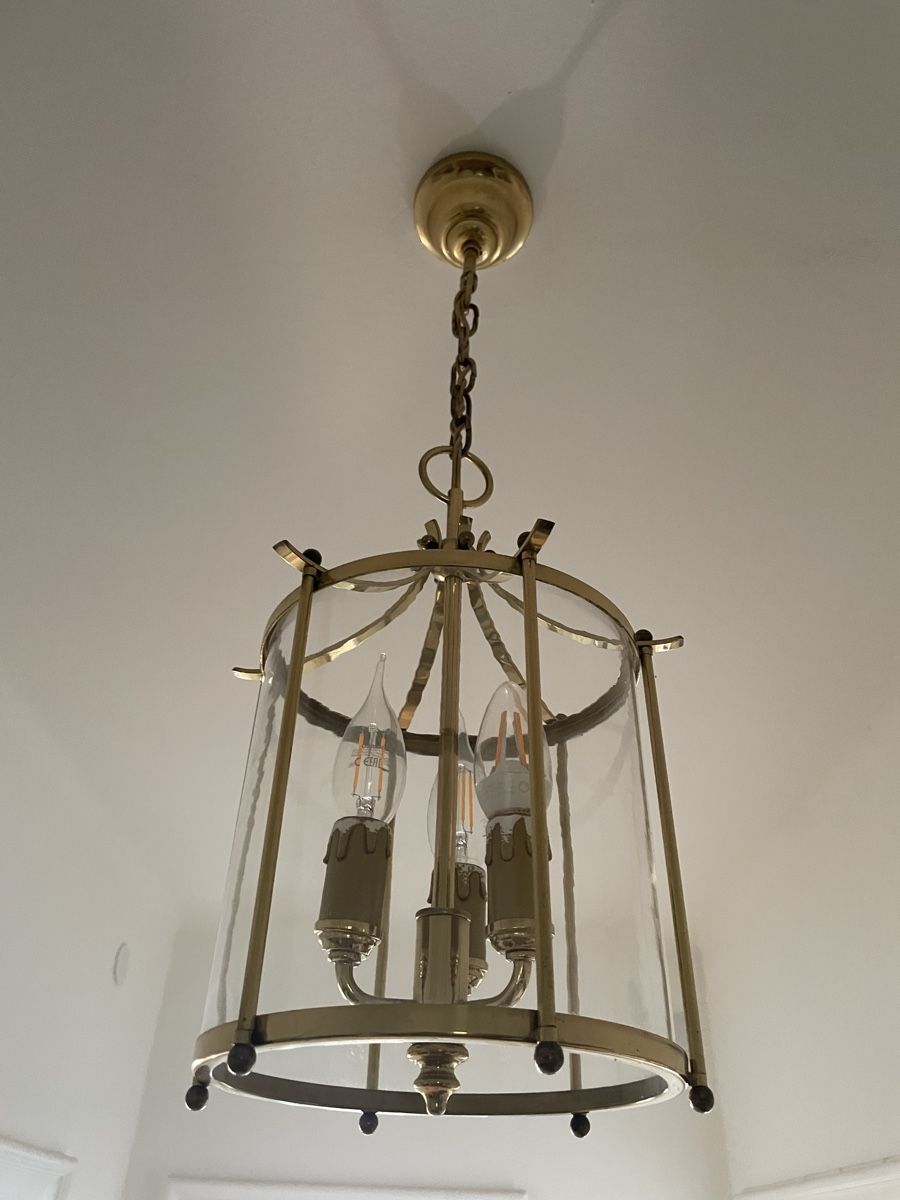 Kronleuchter & Deckenlampen: Klassische Deckenlampe Messing mit Glas Laternen Design – Gebraucht aus Basel von Drbebbi 1