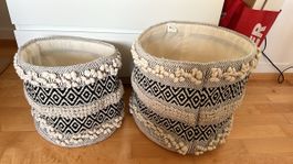 2 Aufbewahrungskörbe schwarz weiss Baumwolle Boho Deko