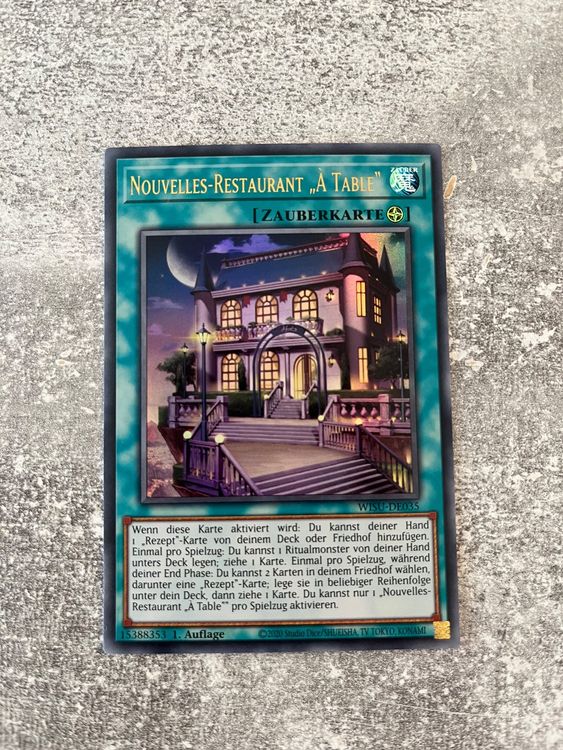 WISU-EN035 Ultra Rare Card Yu-Gi-Oh! Card: Nouvelles Restaurant At Table -  WISU-EN035 - Ultra Rare - 1st Edition Yu-Gi-Oh Card Nouvelles
