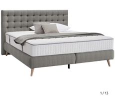 Bett mit Matratze 160x200 cm grau