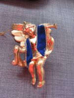 Weihnachtsengel Anhänger Gold mit blauem Samtband neu