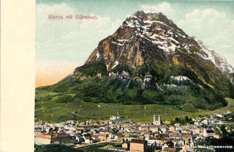 Cartoline postali: Glarus - mit Glärnisch + 1910 – Usato da Emmenbrücke venduto da teestube