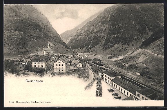Cartoline postali: AK Göschenen, Totale mit Bahnhof – Usato da Berlin venduto da bartko-reher