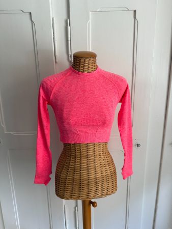 ALPHA COUTURES - cropped Sport Langarmshirt neonpink S