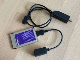 PCMCIA Ethernet LAN 2 Card mit 2 Kabel (RJ45 und 10base-T)