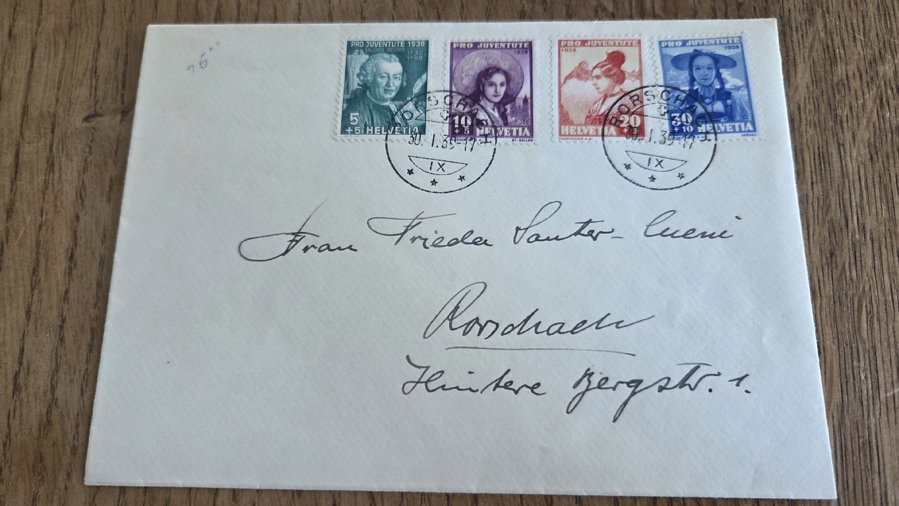 Tutti i francobolli: 1938 Pro Juventute Satzbrief  – Usato da Arni AG venduto da Moth68