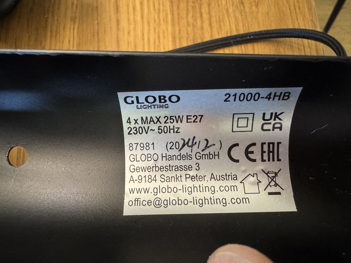 Kronleuchter & Deckenlampen: GLOBO Pendelleuchte 4-flammig E27 Rauchglas Schwarz – Neu (gemäss Beschreibung) aus Weisslingen von lar_r9qr 6