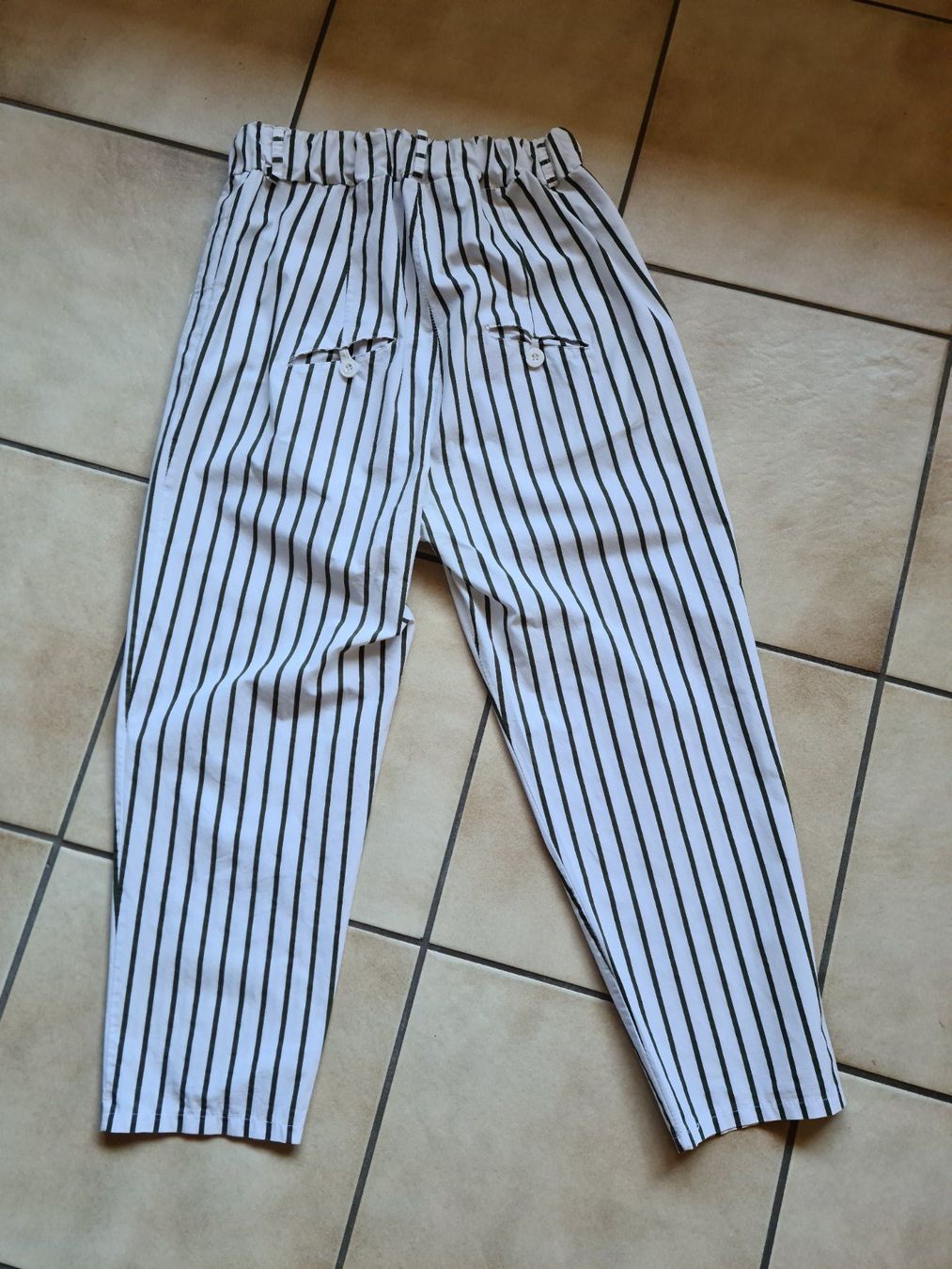 Pantaloni: Pantalon coton rayé blanc/vert taille M – Usato da le landeron venduto da canette 3