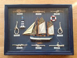 Schaukasten Segelschiff mit Knoten 44 × 33 x 4 cm