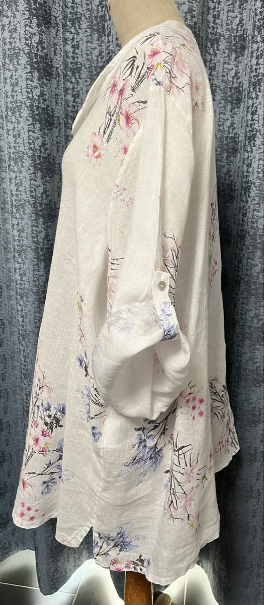 Camicette: Sommerliche Leinenbluse mit Blumenmuster, Grösse 48 – Nuovo (secondo la descrizione) da Eglisau venduto da regulmei 4