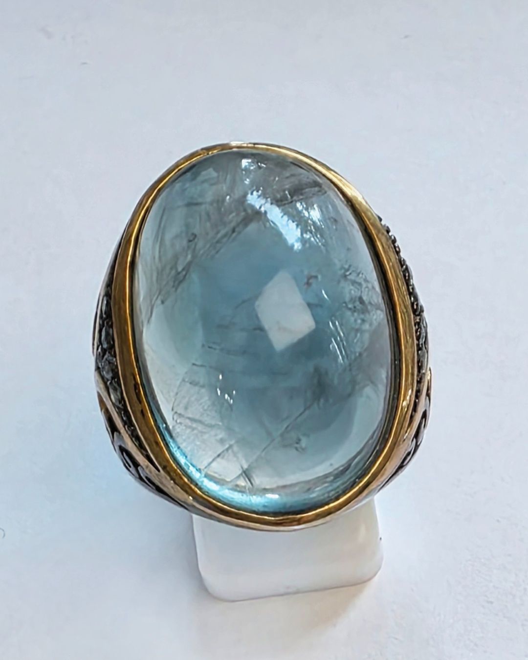 Ringe: Ring mit grossem blauem Fluorit Edelstein Grösse 61 – Neu (gemäss Beschreibung) aus Zürich von Bieter04 9