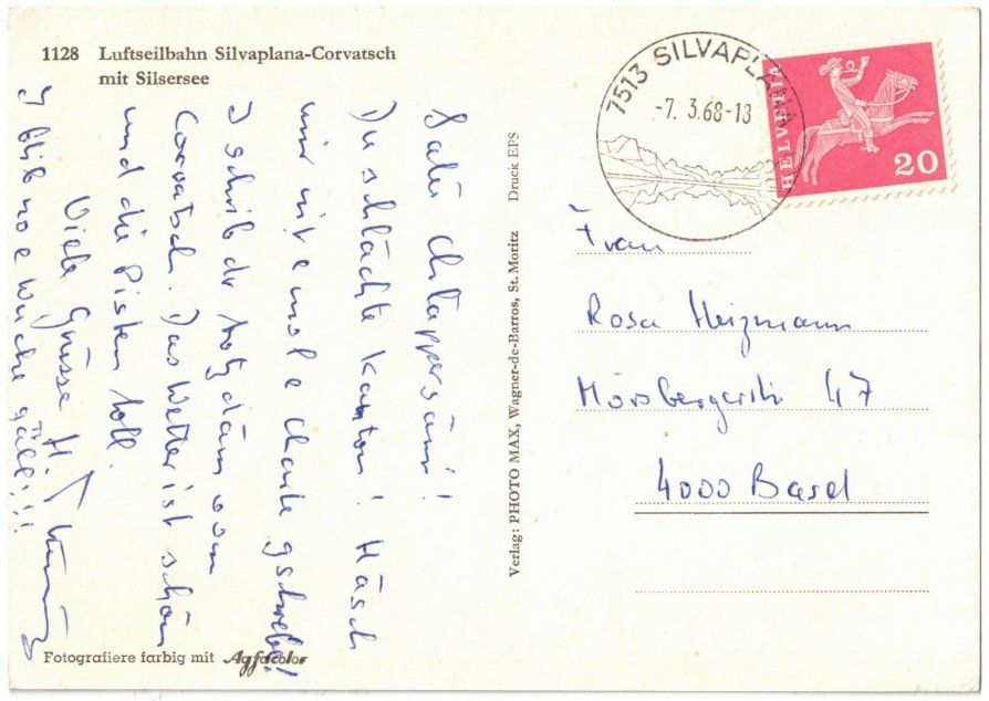 Cartoline postali: Silvaplana - Luftseilbahn Corvatsch – Usato da Binningen venduto da Mountainrider 1