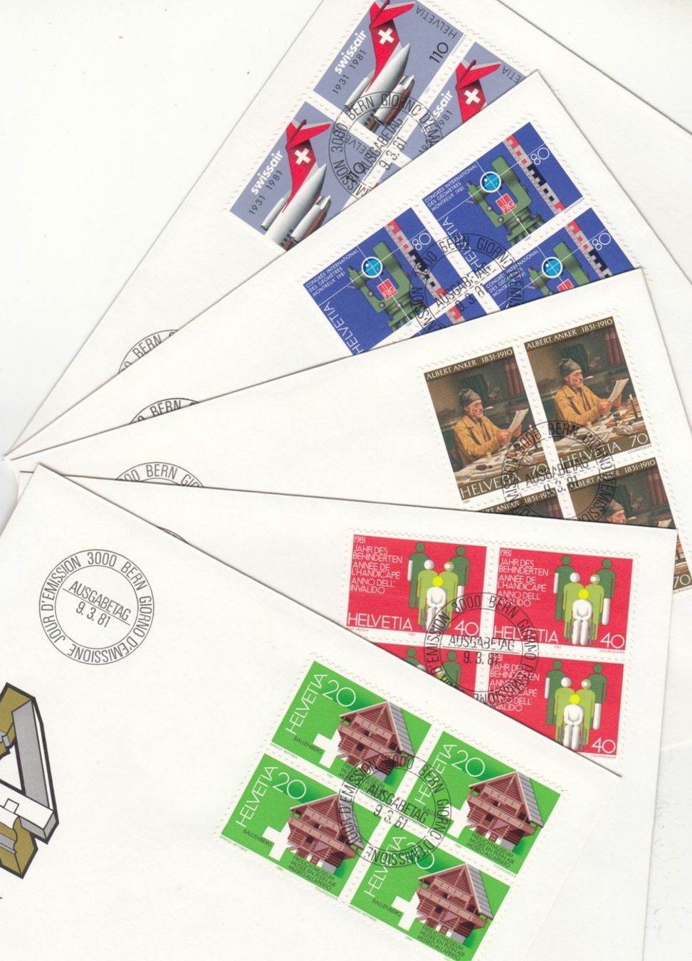 Tutti i francobolli: SBK 649 - 653 im 4er-Block FDC – Usato da Bürglen TG venduto da StampGraf