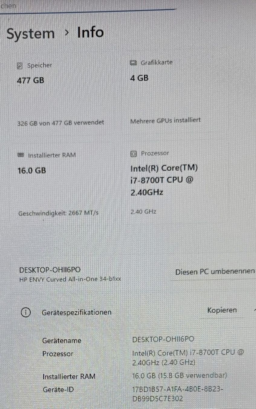 Hewlett Packard PC: HP ENVY 34 All-in-One PC - Windows 11 – Usato da Fahrweid venduto da Halogen2 5
