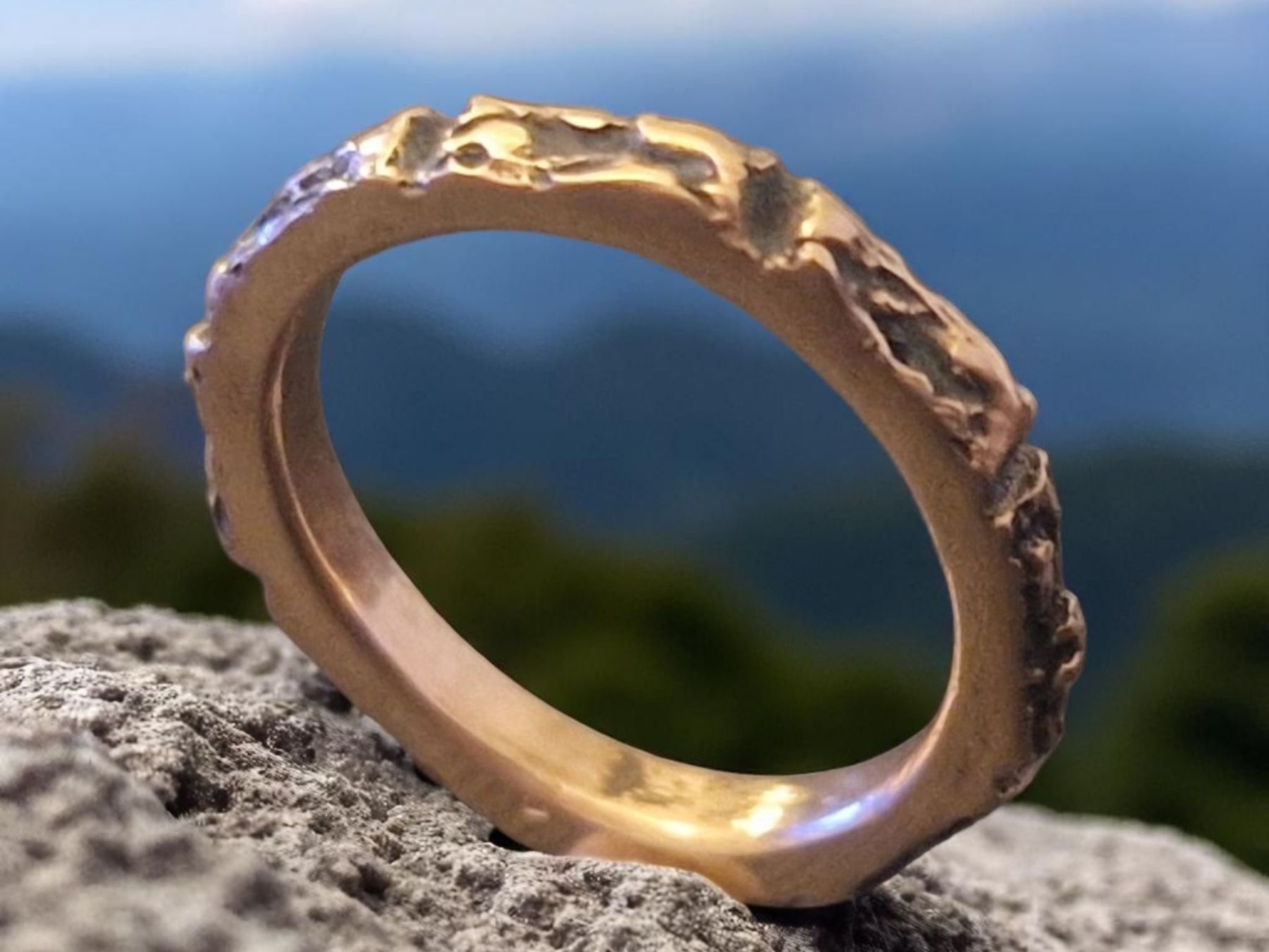 Anelli: Achteckiger Bronze-Ring, organicstyle, Ringgrösse 50 – Nuovo e nell'imballaggio originale da Aarau venduto da Schmuckhoehle_MD 6
