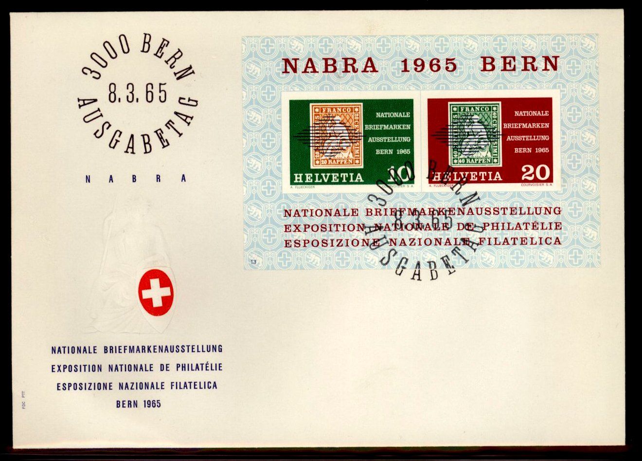 Tutti i francobolli: 1965, FDC, NABRA-Block, Nr.13 – Usato da Willisau venduto da Vollstempel