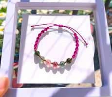 Bracelet fait main en tourmaline multicolore  