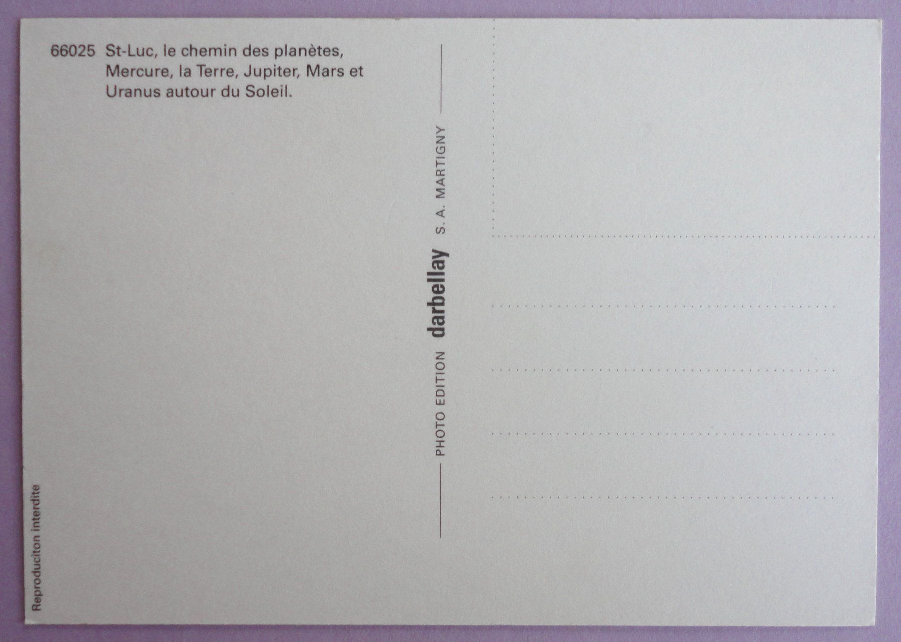 Cartes postales: St-Luc, le chemin des planètes – D'occasion à Fétigny par Billy2miny 1