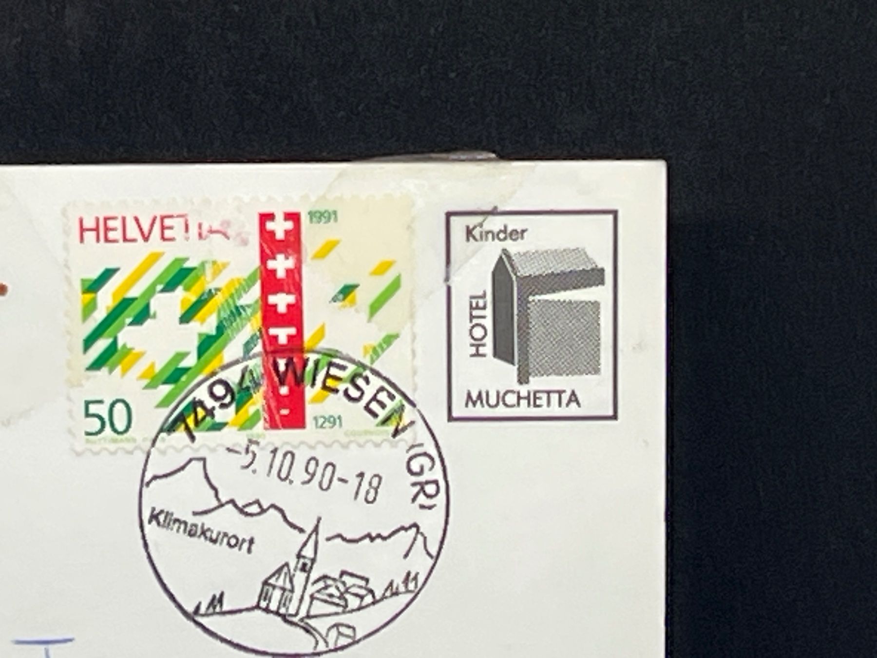 Cartoline postali: Ansichtskarte: Kinder-Hotel Muchetta, Wiesen bei Davos – Usato da Widnau venduto da Brusi9 1