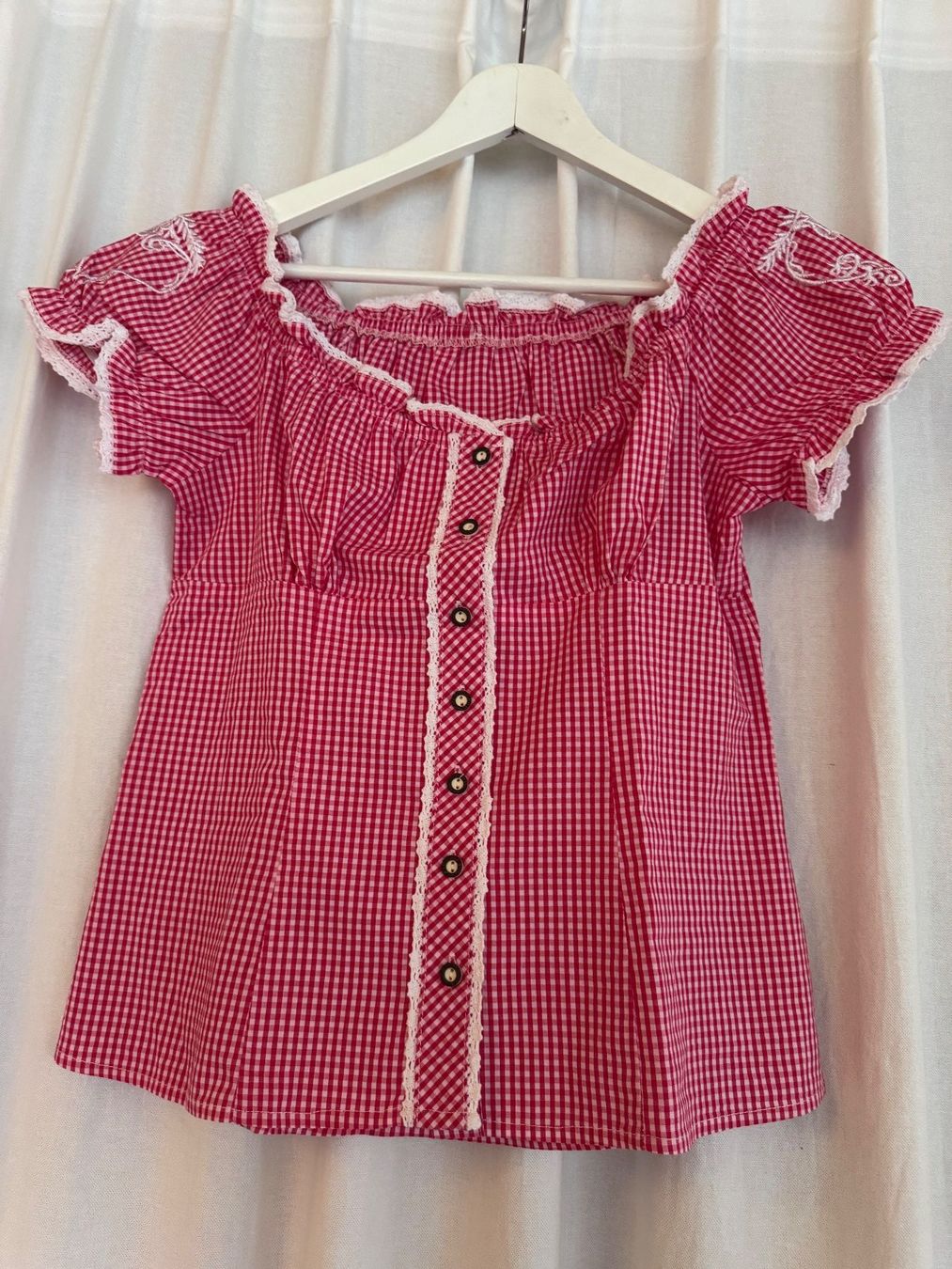 Camicette: Trachten Bluse weiss / rot kariert Gr.36/38 – Nuovo (secondo la descrizione) da Zäziwil venduto da blackpearl