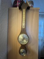 Wetterstation Barometer Thermometer Holz, Vintage Deko!