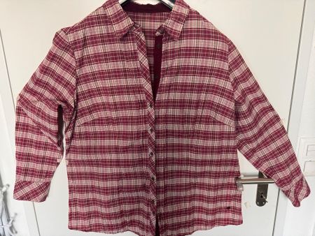 Damen Langarmbluse in kräftigen Bordo- und Beigetönen, Gr.XL