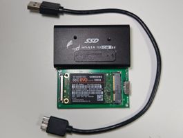 Samsung 860EVO 500GB mSATA SSD with enclosure