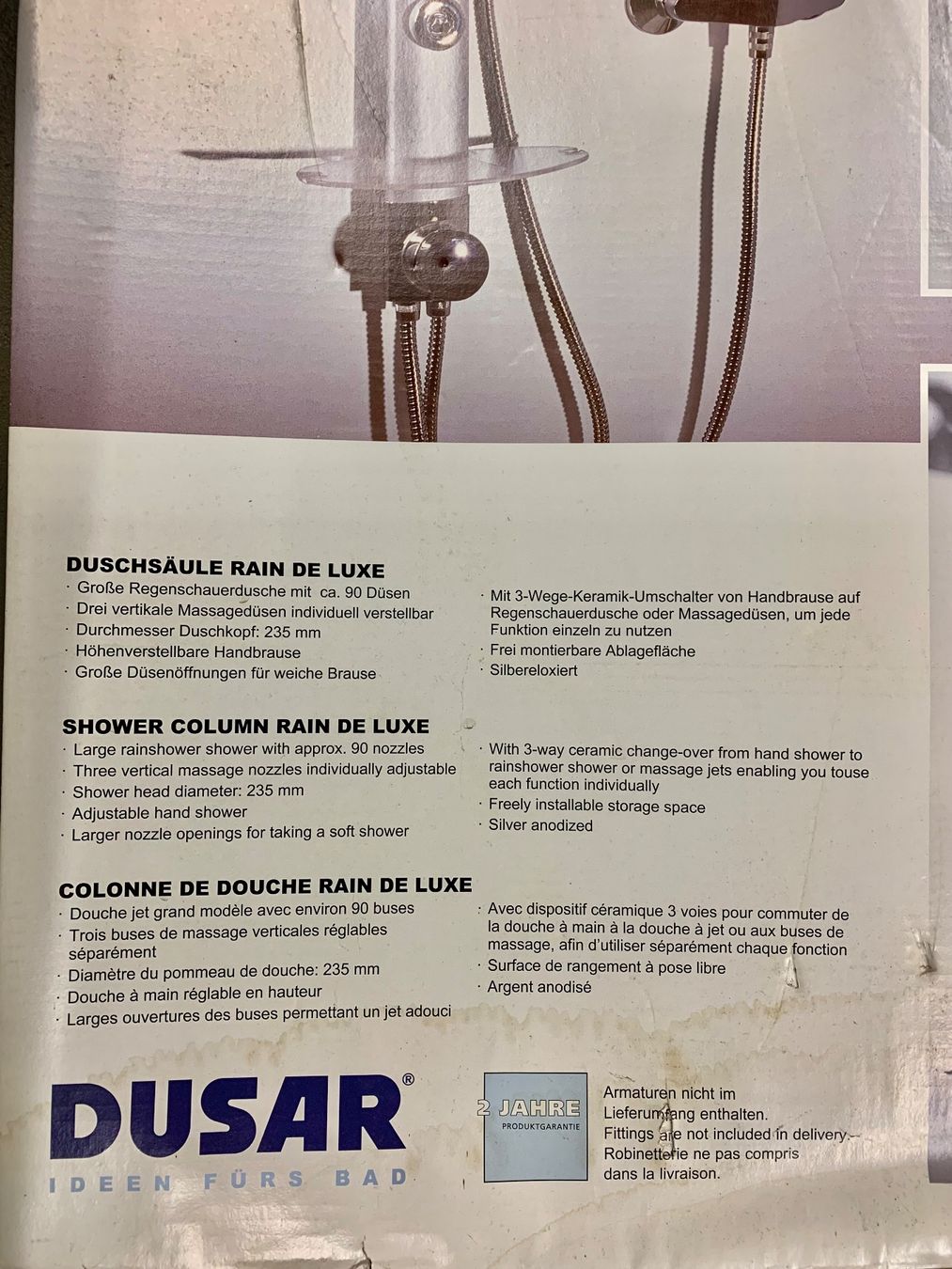Duschen: Regendusche RAIN DE LUXE, Duschsäule, DUSAR – Gebraucht aus Dietikon von  8