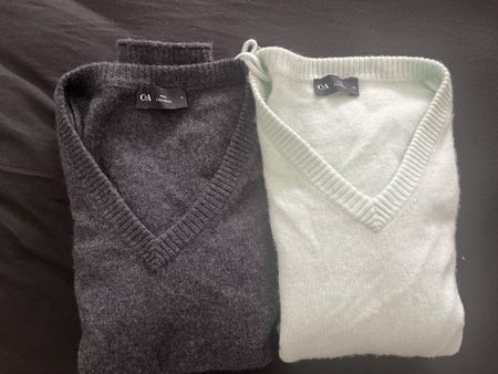 Zwei Cashmere Damen Pullover V-Ausschnitt