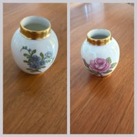 2 Limoges Porzellan Miniaturvasen – Blumen & Golddekor