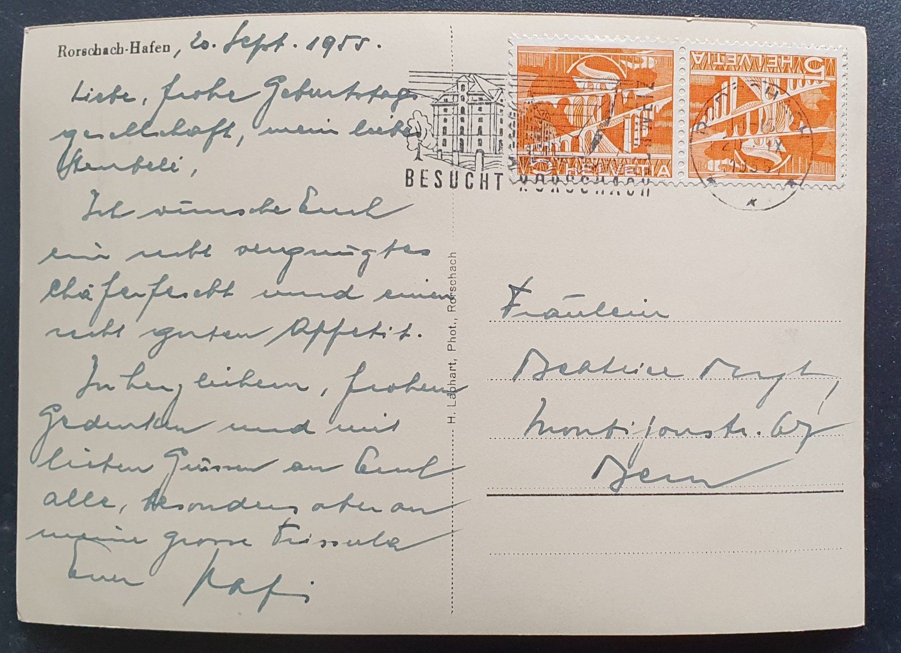 Cartoline postali: Rorschach Hafen 1955 – Usato da Kreuzlingen venduto da Rschweiz1 1