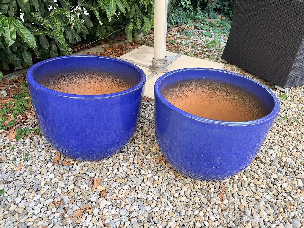 Pots de fleurs: 2 Pots de fleurs bleus Lafiora en terre cuite – Neuf (Voir description) à Lausanne par Igorivanovitchf