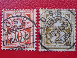 1882, ZIFFERNMUSTER: 2 ZIFFERN von TÖSS (ZH) sehr sauber-O