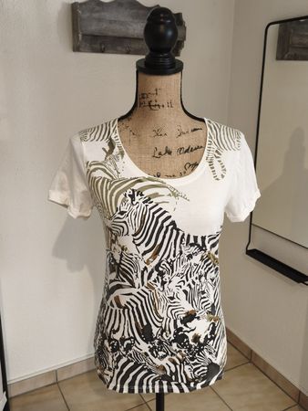 Charles Vögele T-Shirt, Gr. S, Zebra Print, Sommer Top