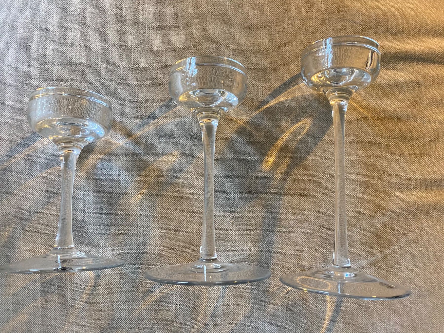 Portacandele: 3 hohe Kerzenständer aus Glas – Usato da Spiegel b. Bern venduto da corn2009 3
